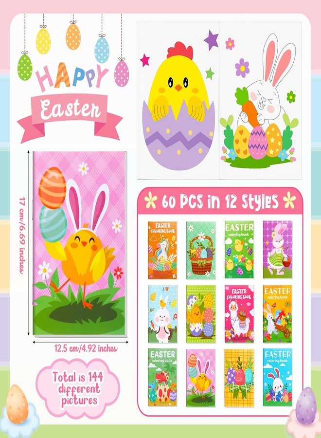 Nezyo 60 Pcs Easter Coloring Books For Kids Easter Activity Books for Boys and Girls Ages 6-12 Bunny Chicken Egg Basket Stuffer Gifts for Boys Girls Party Favors Supplies School - Image 2